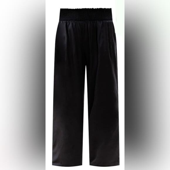 Pink Lily Smock Waist Black Linen Small - Picture 1 of 5